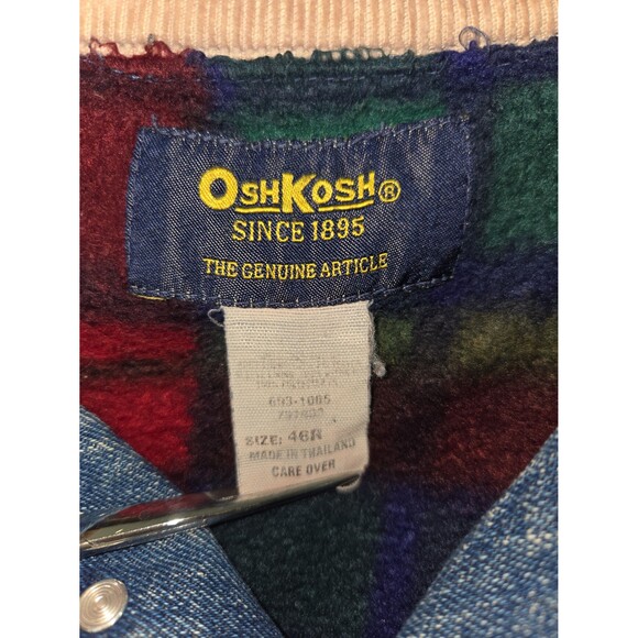 Vintage 80s OshKosh Fleece Blanket Lined Chore Coat Barn Coat Jacket 46R Mens XL - Picture 6 of 12